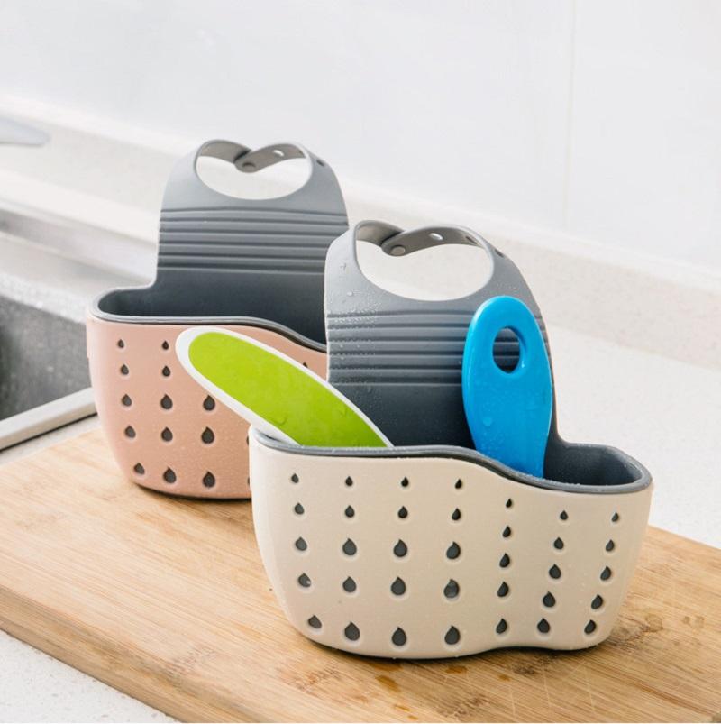 Home Storage Drain Basket Kitchen Sink Holder Adjustable Soap Sponge Shlf Hanging Drain Basket Bag Kitchen Accessories