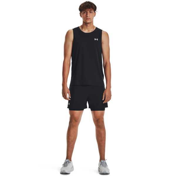 Under Armour Jednobarevná běžecká vesta s kulatým výstřihem bez rukávů Pánské topy Černá 1376994-001