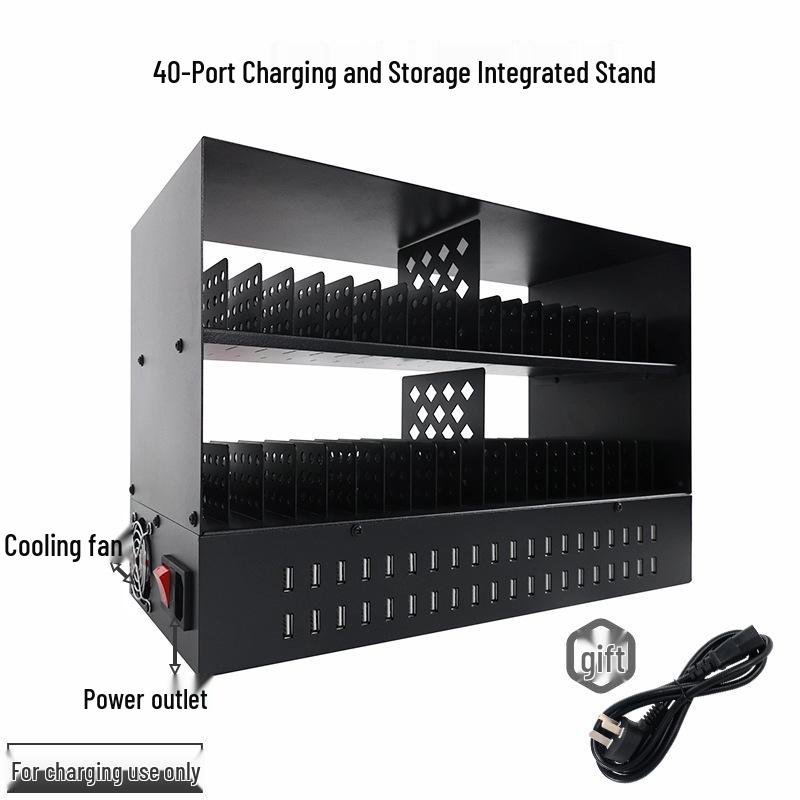 All-Metal 40-Slot Double-Layer Desktop Phone Charging Cabinet