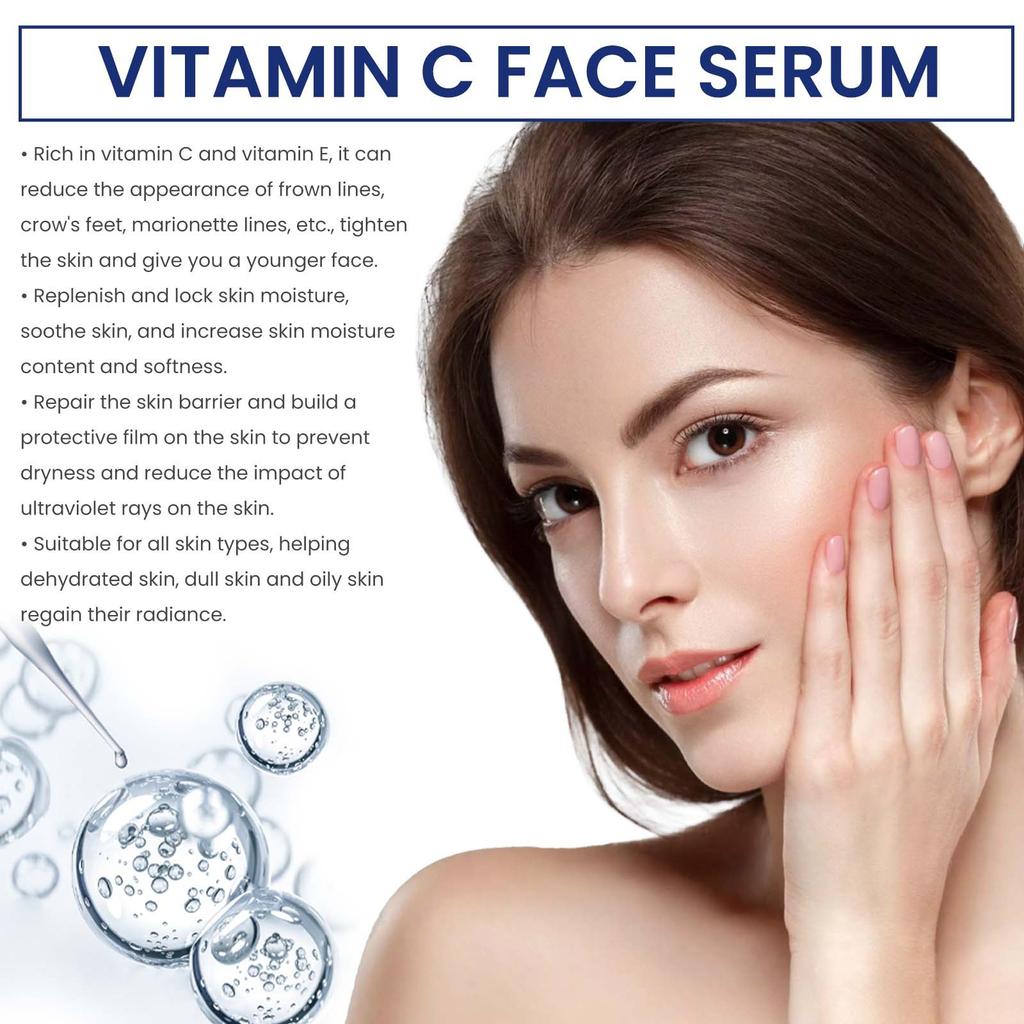 EELHOE Vitamin C Facial Essence Face Serum Moisturizing Nourishing Shrink Pores Anti-aging Repairs Dry Loose Skin Care