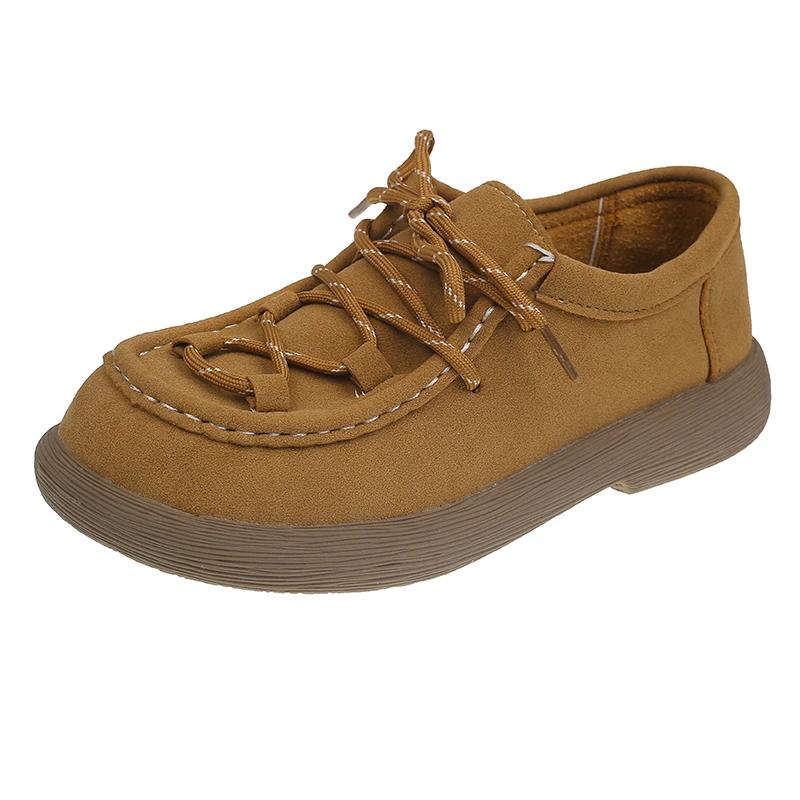 Women's Casual Shoes Suede  Straps Flat Shoes Women Leisure Round Heel Flannel Spring Round Heel Retro Zapatillas De Mujer