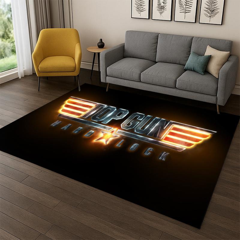Classic Movie Top Gun Sign Tom Cruise Carpet Rug for Bedroom Living Room Sofa Doormat Home Decor,Kid Game Area Rug Non-slip