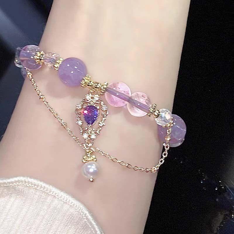 Xiaohongshu hot-selling amethyst bracelet women give girlfriends high-end niche design ins style light luxury bracelet jewelry