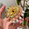 Pleated Devil'S Eye Brooch Alloy Keyhole Shape Glaze Luxury Badge Pin Trendy Tassels Banquet Clothes Metal Pin