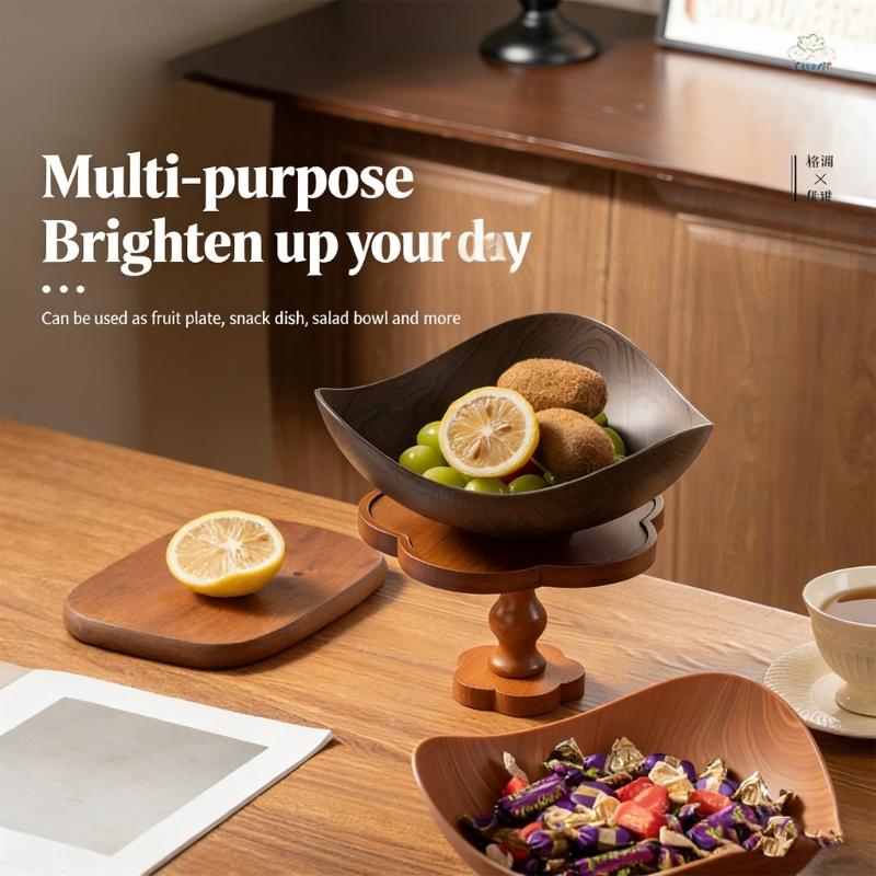 Portable Modern Wooden Look Serving Bowl Ideal For Displaying Fruits And Appetizers During Family Gatherings