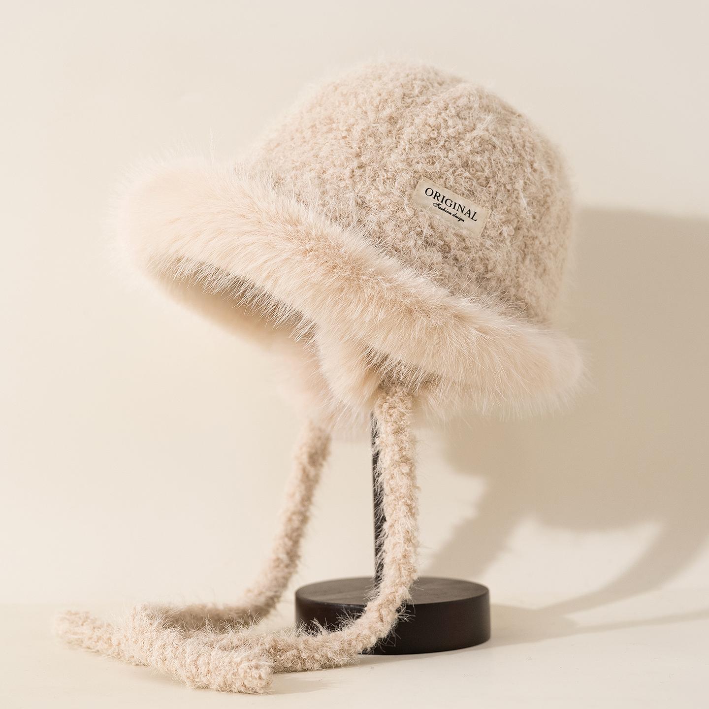 Autumn Winter Hats For Women Earflap Hat Fisherman Cap Thickened Warm Windproof Cycling Bucket Hat Female 56-58cm