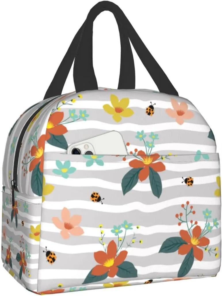 Dots Ladybug Lunch Box Insulation Lunch Bag for Women Men Reusable Lunch Tote Bags Perfect for Office Camping Hiking Picnic