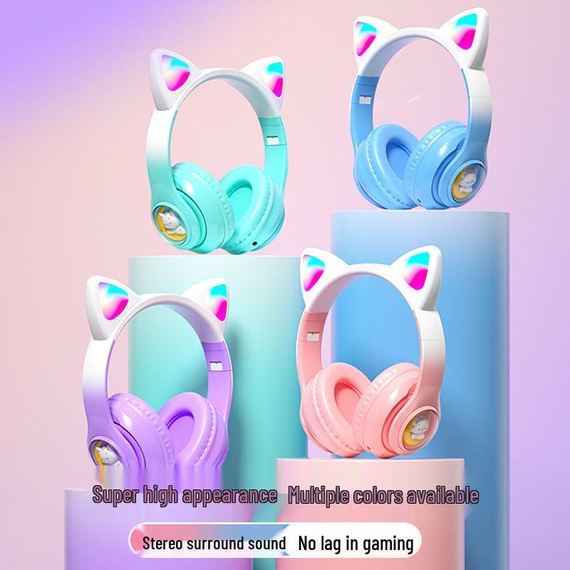 Cross-Border Pet Capsule Cat Ear Bluetooth Earbuds: Luminous & Gradient Design