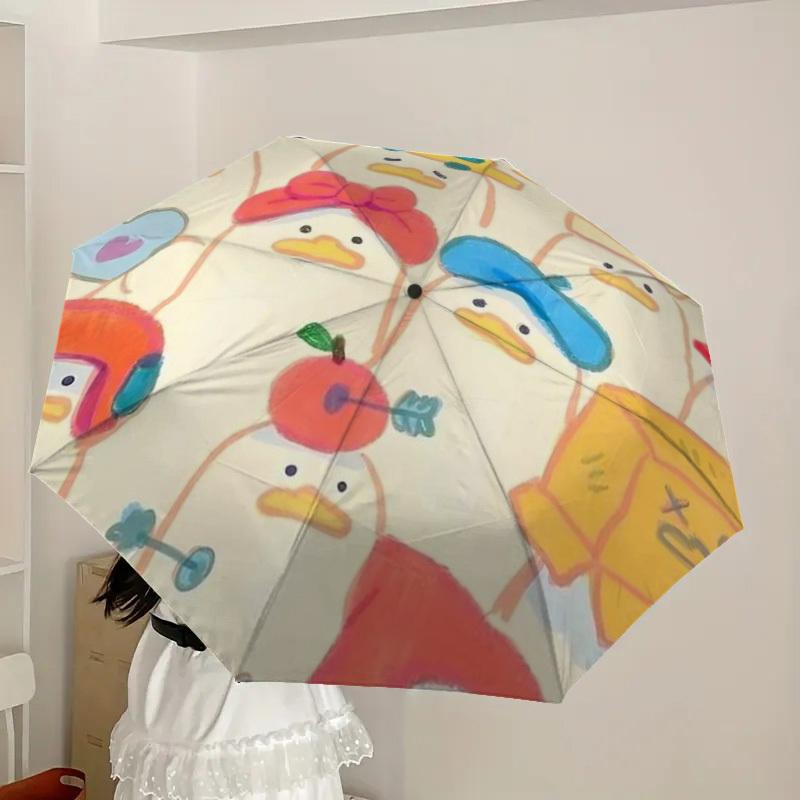 1pc Duck Pattern Automatic Folding Umbrella - Compact 8-Rib Design,Perfect Gift for Friends & Family yy250926045