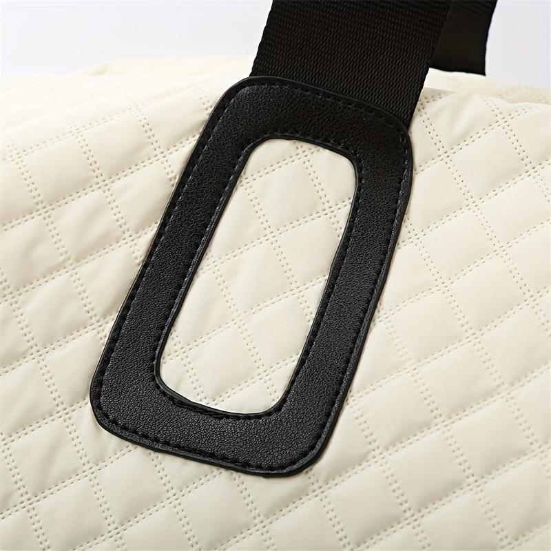 Women's Large Capacity Quilted Travel Duffel Bag with Rhombus Pattern,Solid Color Overnight Bag with Multiple Pockets, Women's Leisure Tote Bag