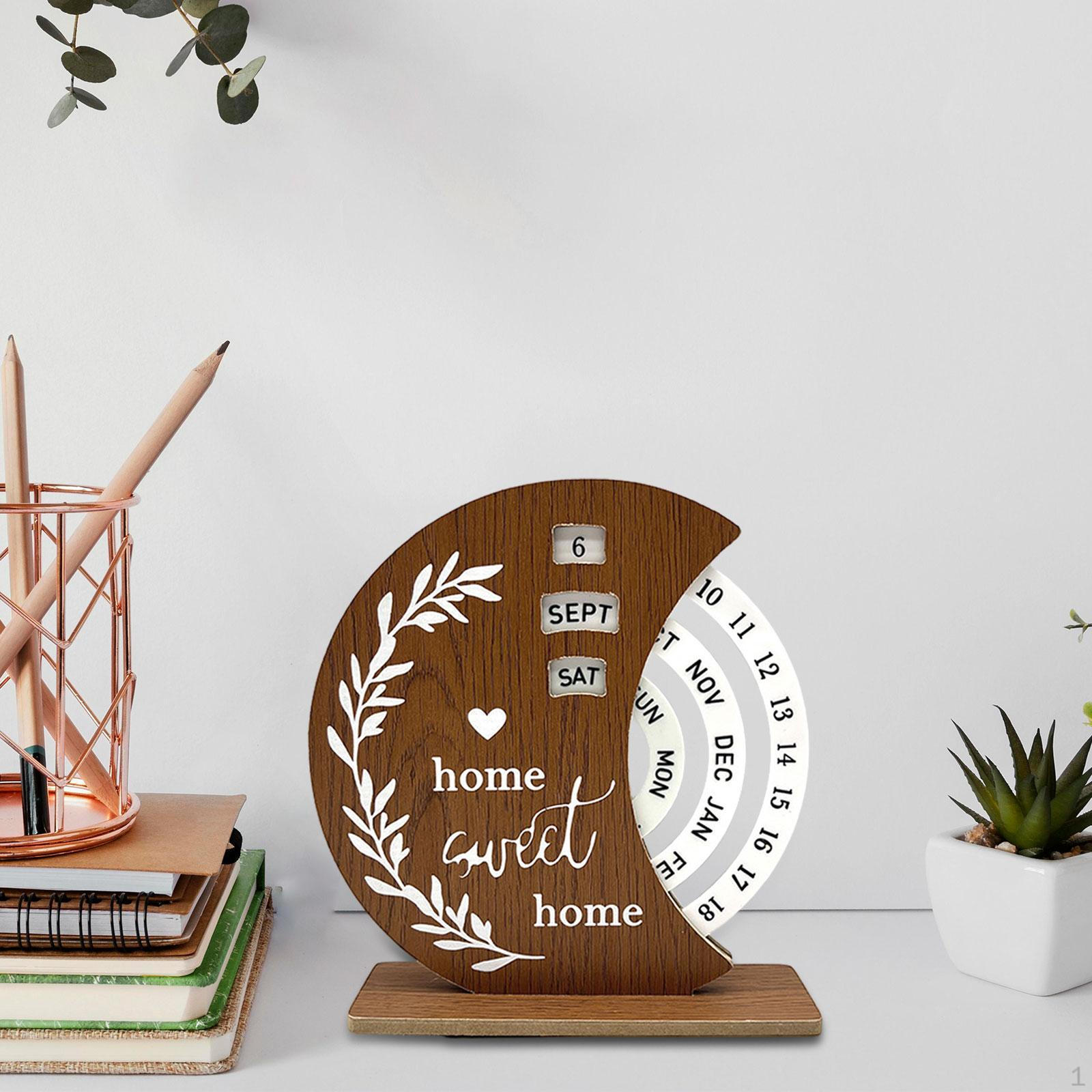 

Вращающийся деревянный дисковый календарь для отображения месяца, недели, дня на столе Moon
