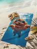 1PC Teddy Dog Print Beach Towel Ultra Soft Absorbent For Vacation Travel Swimming