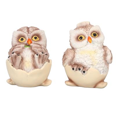 2 Stück Harz Eulen Ornament Schreibtischdekoration Niedliche Eierschalen Eulen Figuren Ornament Tischplatte Schmuck für