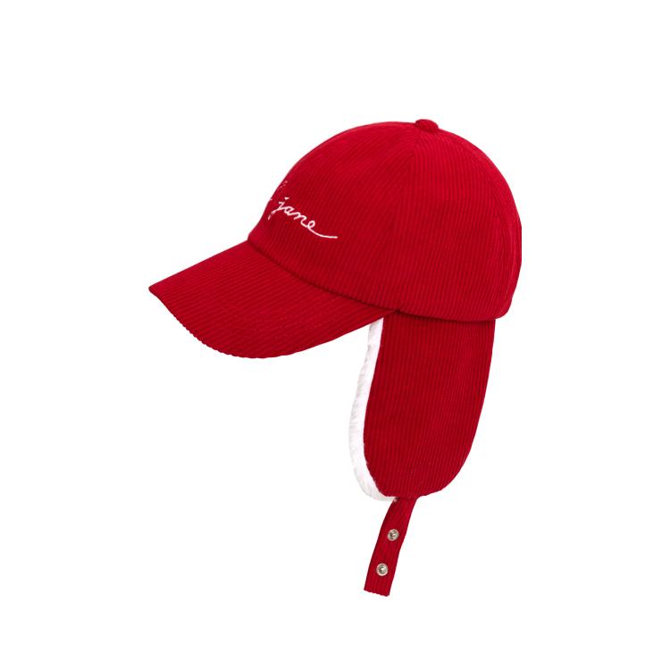 J.JANE Corduroy Ear Flap Ballcap (Red)