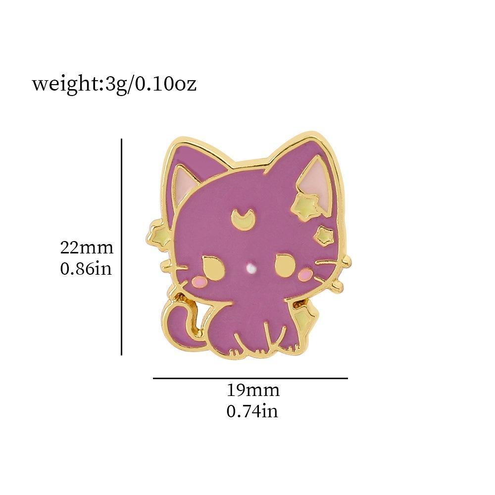 Cartoon Adorable Moon Kitty Pin Cute Alloy Brooch For Bags And Accessories