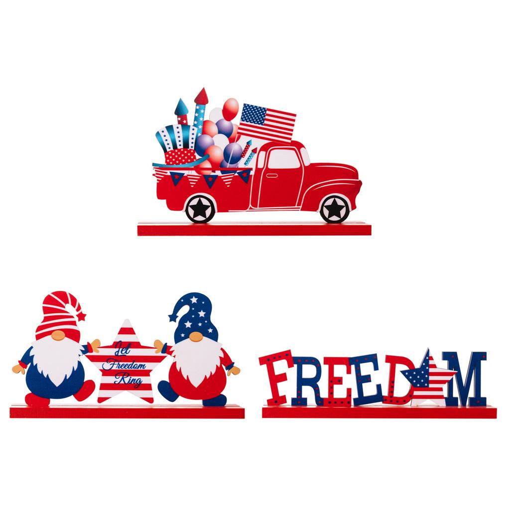 4th Of Whimsical July Wooden Gnome Letter Decorations For Patriotic Home Styling