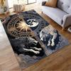Nordic Wolves with Sun and Moon Design Rug. Non-slip rug suitable for living room and bedroom sofas.