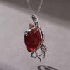 Halloween Gothic Roter Kristall Blume Dornen Anhänger Halskette für Damen Herren Punk Liebesherz Skelett Totenkopf Choker Schmuck