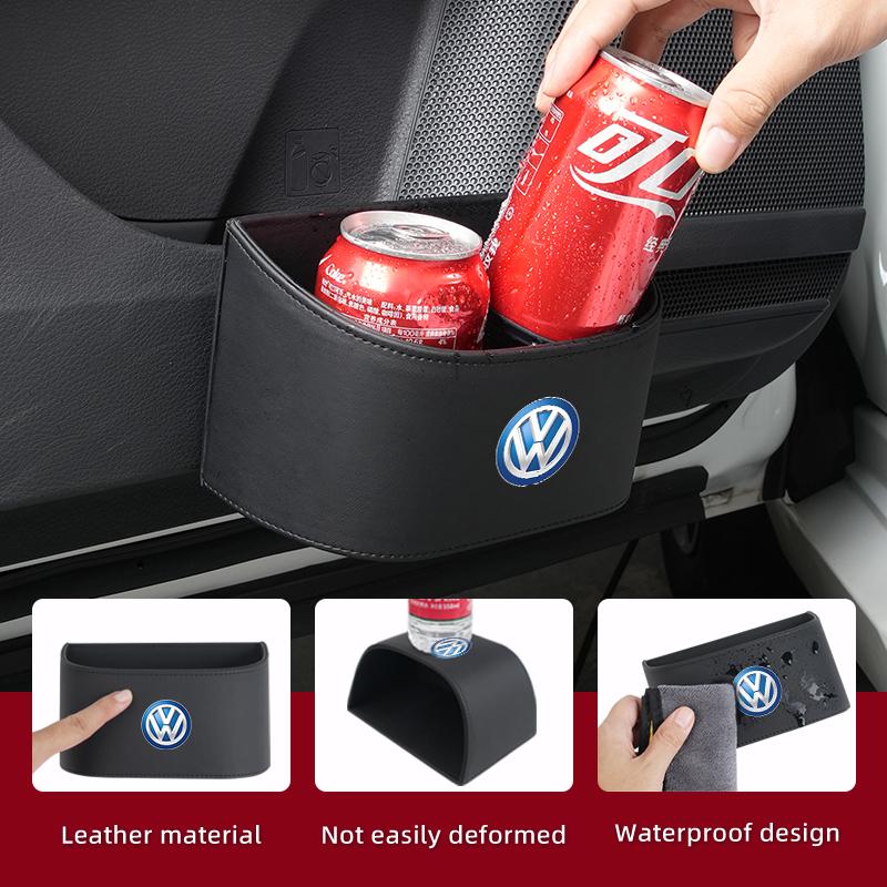 Car Trapezoidal Sloped Black Leather Door Multi-Functional Storage Compartmen For VW GTI Polo Passat Scirocco Golf Tiguan Jetta zr6