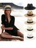 Unisex Panama Hat With Flat Top And Wide Brim Straw Sun Hat For Summer