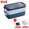 2026 New 1400ml Lunch Box Double Layer Microwave Safe Portable Food Container with Utensils for Picnic Office School Use