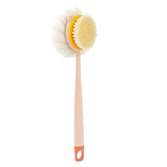 Bath Brush Ergonomic Design Long-Handled Back Scrubber Double Head Gentle Exfoliation Shower Body Scrubber