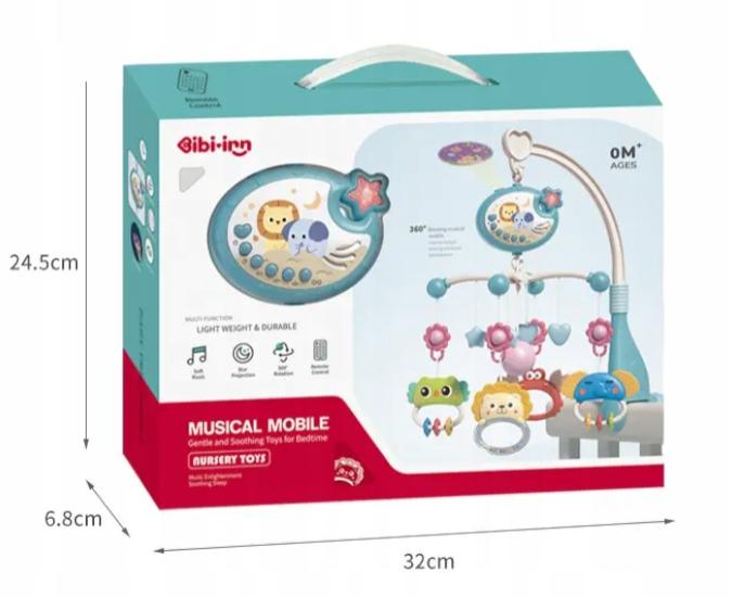 Blue Crib Mobile with Music Projector, Remote Control, Music Box