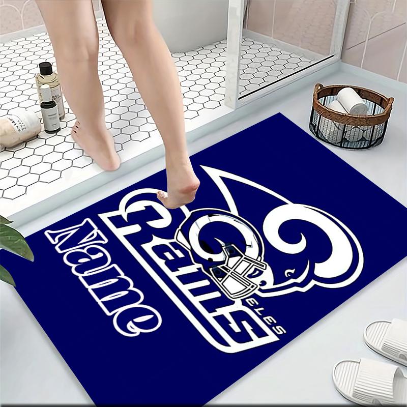 Custom Name Rams Helmet Print Carpet Rug Customizable Soft Washable Anti-Slip Home Living Room Sofa Mats Personalized Rug. 0909421