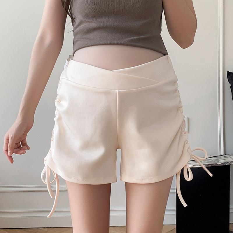 

Versatile Summer Maternity Low-Waist Drawstring Pleated Sporty Shorts 2XL абрикосовий