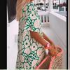 Wish Summer Printed Aline Dress With V Neck Short Sleeves For Street Style Women