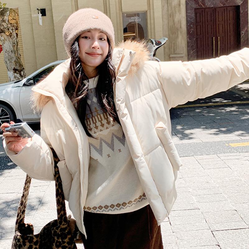 

Дизайн пуховой одежды для девочек на зиму, новинка, для учениц средней и старшей школы, утолщенная теплая куртка-хлеб M