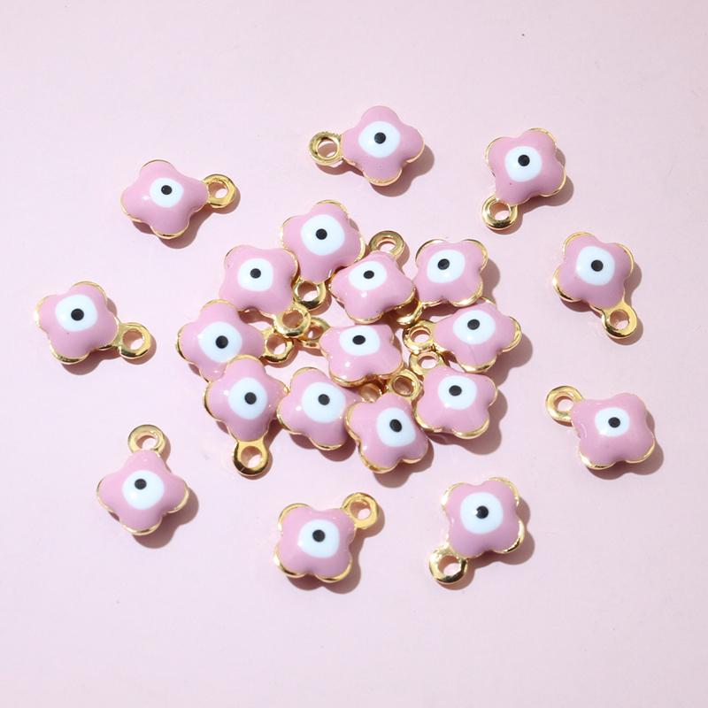 20pcs 9x7mm Enamel Evil Eyes Flower Charms Pendant Small Stainless Steel DIY Jewelry Making Accessories Findings