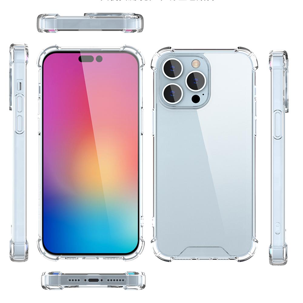 For iPhone 15 Pro Max Back Cover Four Corner Shockproof TPU Frame+Acrylic Phone Case