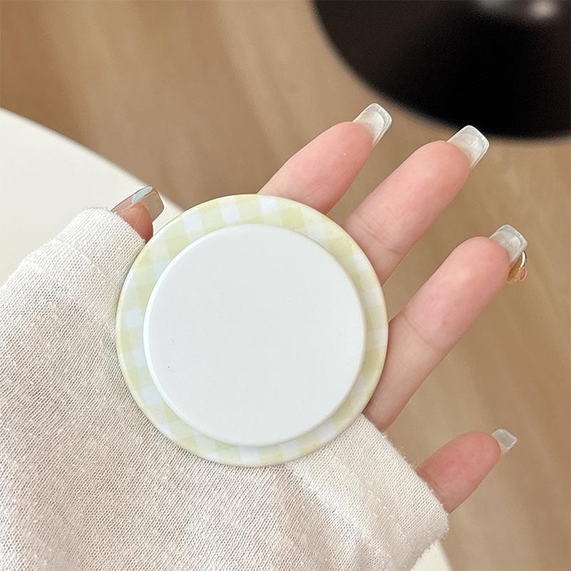 Plaid Simple Round Mobile Phone Airbag Bracket Magnetic Suction Telescopic Ring Wind Desktop Watching Drama Support