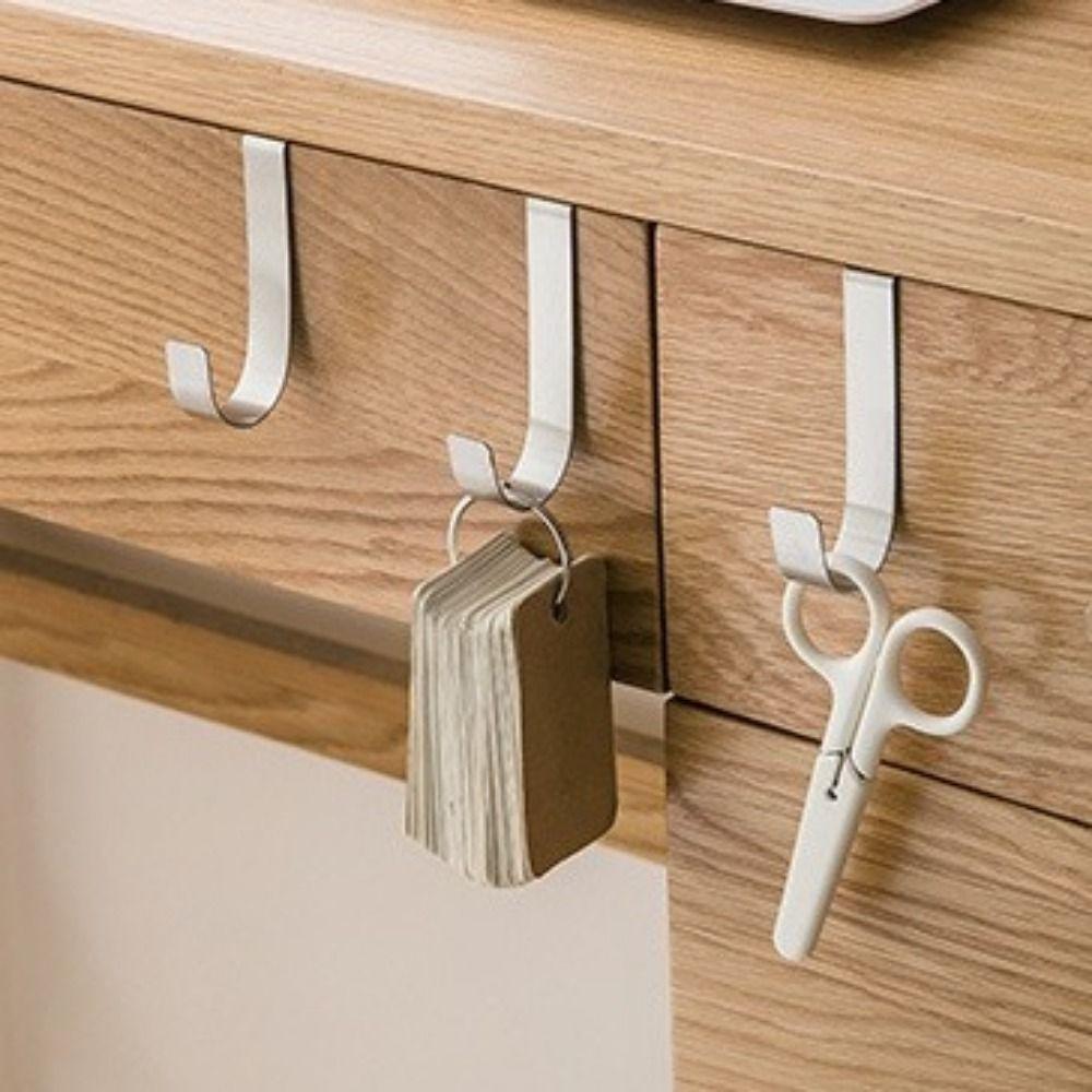 4Pcs Hole Free S-Shaped Stainless Steel Hook Simple Door Back Storage Rack Towel Hanger  Kitchen