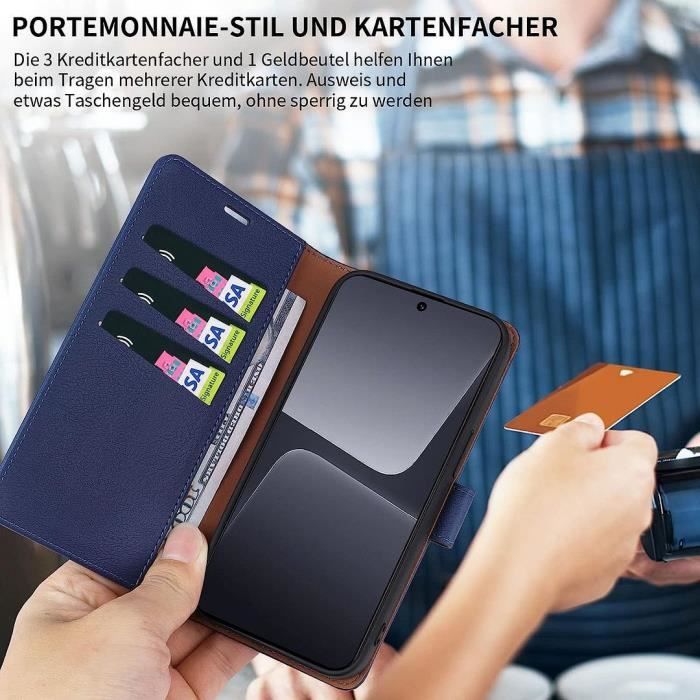 Coque pour Xiaomi 13 Pro Portefeuille Souple Antichoc Porte-Carte Protection Cuir PU - Bleu Marine