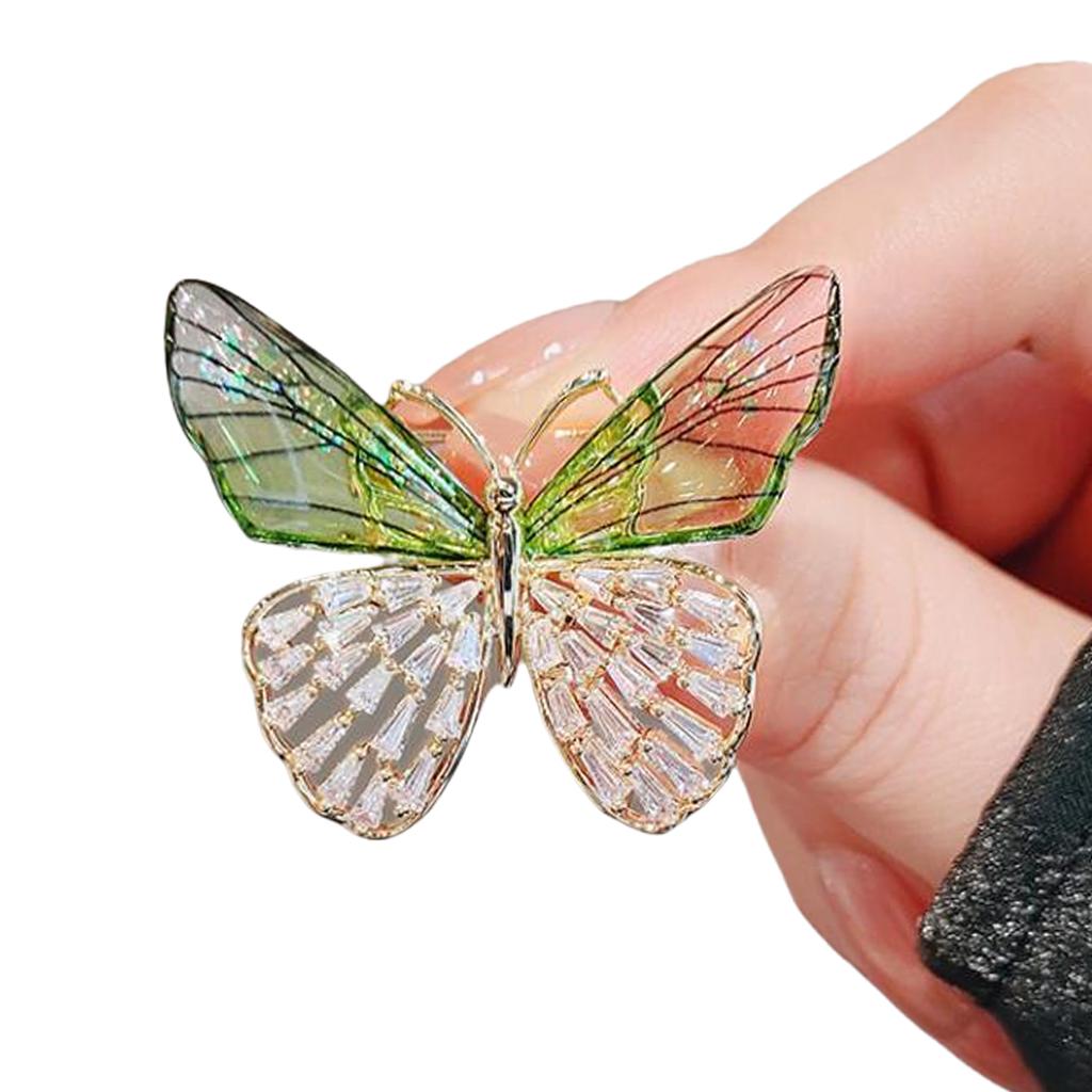 Dazzling Rose Butterfly Brooch Exquisite Butterfly Shaped Brooch Pin with Rhinestones for Women's Fashion Flair