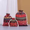Ethnic Retro Print Stripe Cotton Drawstring Jewelry Gift Bag