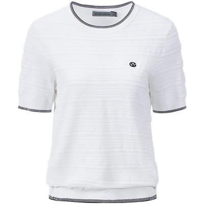 Giovanni Valentino Damen Sommer Rundhals Gestreiftes Strick-T-Shirt