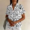 Summer plus-size women's printed shirts that flatter the figure and are suitable for chubby girls, perfect for commuting.