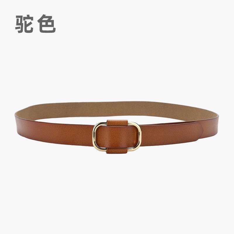 Four Seasons Available New Needle Free Square Buckle Women'S Belt Casual Leather Belt Simple Retro Fashion Pure Leather Belt