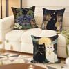 Wizard Cat Cushion Cover Soft Short Plush Pillow Cover Smooth Cozy Texture Aesthetic Cushion Case Home Decor