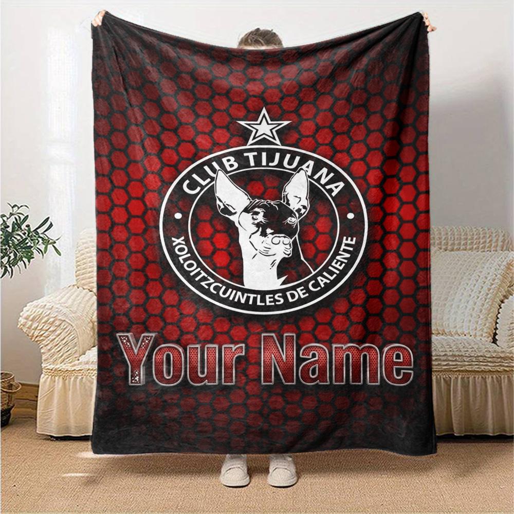 Name Custom Club Tijuana Logo Print Flannel Blanket High Quality Warm Comfortable Cover for All Seasons Perfect for Gifts Home Decor