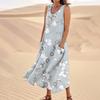 Women's Summer Casual Fashion Flower Printed Sleeveless  Pocket Dress