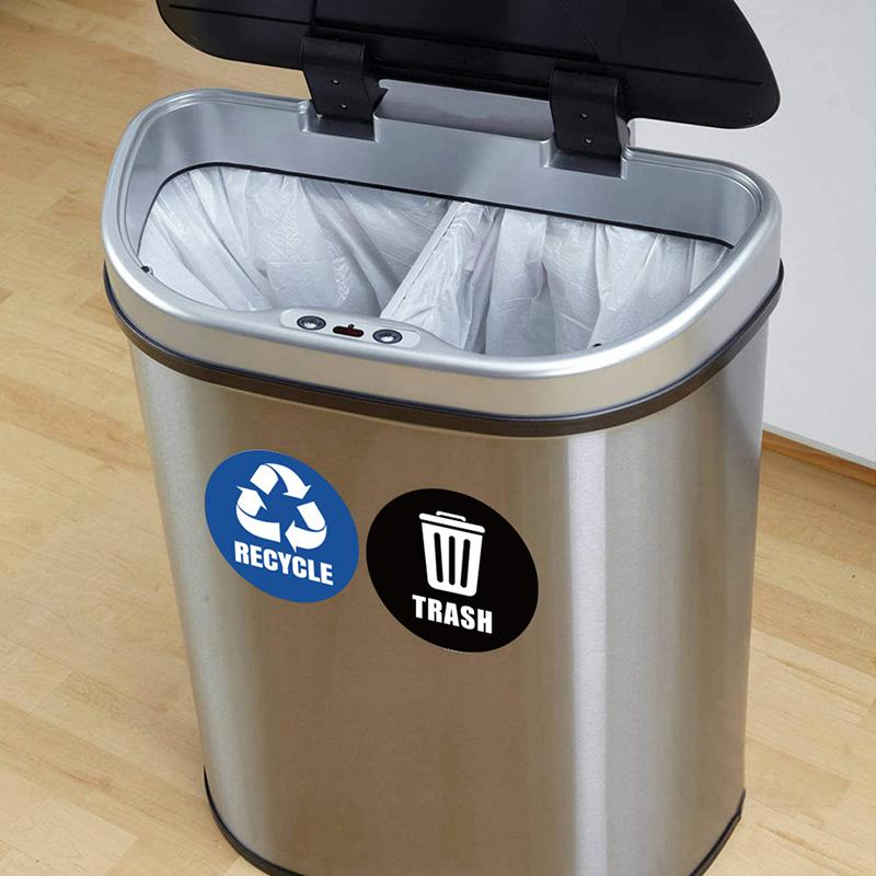 6Pcs Diameter 5Inch Pvc Recycle Trash Bin Sticker Vinyl Stickers Decals For Label Bins, Containers, Garbage Cans Home Decor
