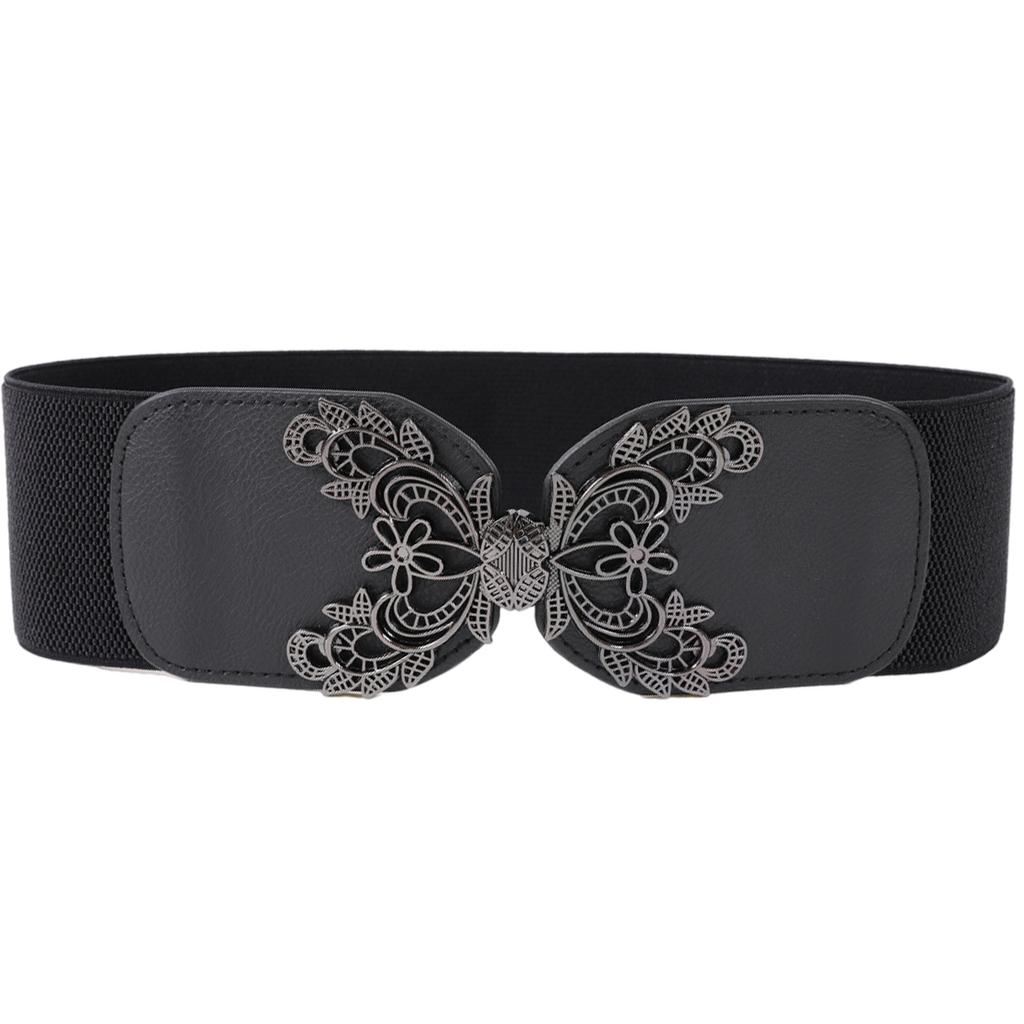 Ladies Waist Belt Fashionable Flower Ornament Waist Decoration PU Leather Sash Elastic Waistband Waist Cincher