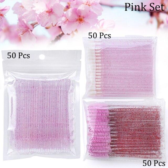 Eyelash Extension Supplies Kit Mascara Applicator Lashes Brush Crystal Cotton Swabs Glue Ring Tape Eye Pad Eyelashes Makeup Tool