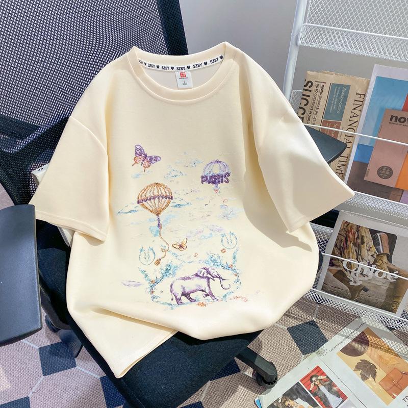 Extra-large Size Stylish Printed Short-sleeved T-shirt