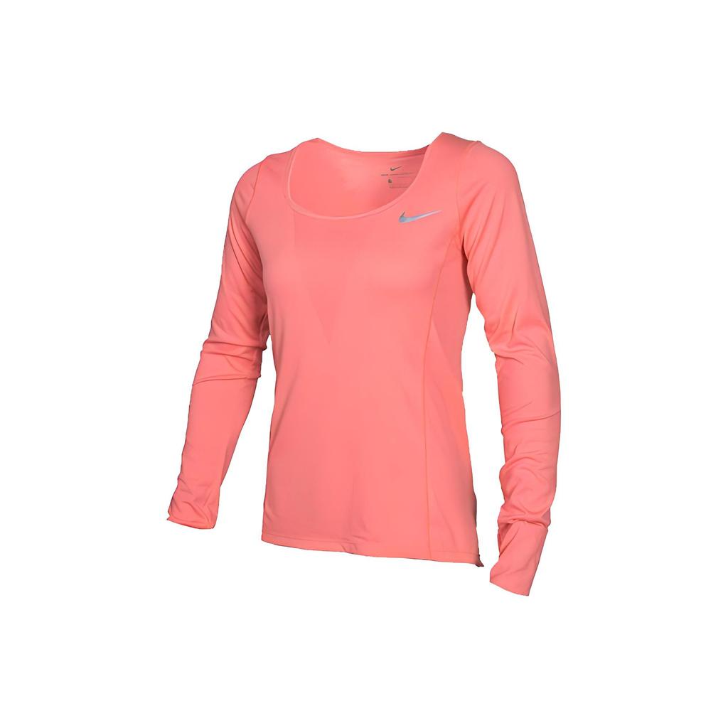 Nike Logo Print Crew Neck Long Sleeve T-Shirt Women Tops Pink 938435-808