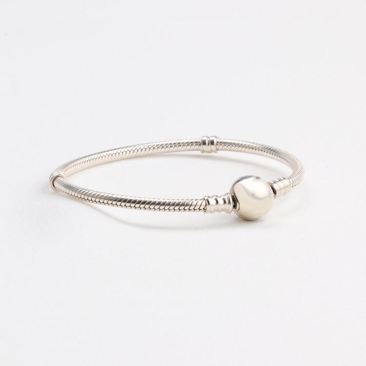 Bransoletka Panjia Classic Srebrzona Łańcuszek Kość Węża z Okrągłym Zapięciem